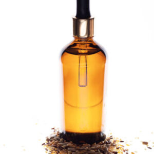 Natural organic oil isolated on white background. body oil in brown bottle.